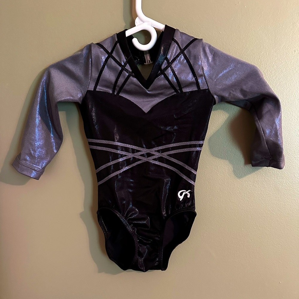 GK Metallic Black and Gray Kids Leotard